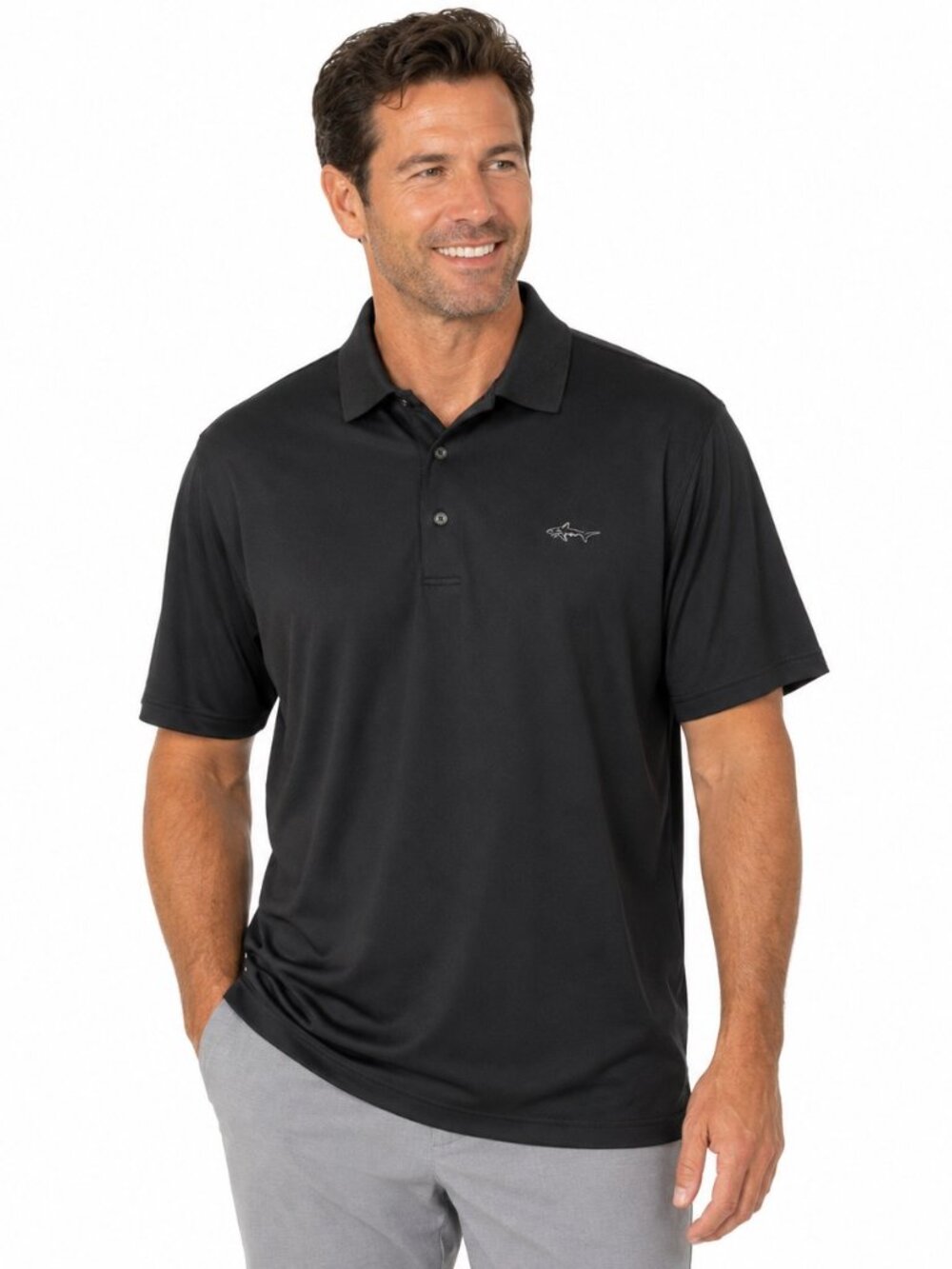 Greg Norman ML75 Play Dry Golf Polo Shirt Large Black Moisture Wicking